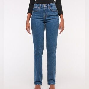 NWOT Abercrombie & Fitch Curve Love Blue Mid Rise 90s Straight Jean